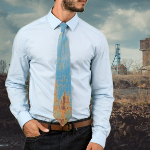 Blue brown rusted tie