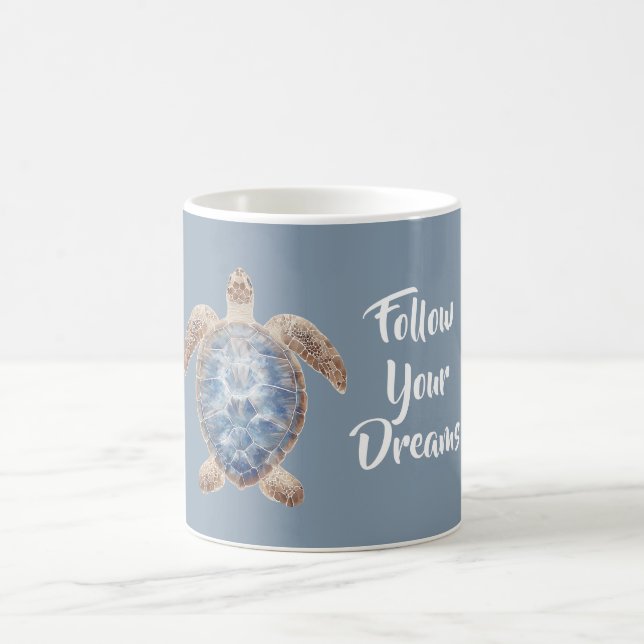 Blue Brown Sea Turtle Coffee Mug (Center)