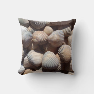 Blue Brown Seashells Summer Beach Pillow