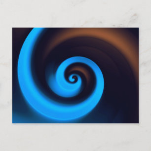 Blue Brown Spiral Cute Cool Modern Abstract Art Postcard