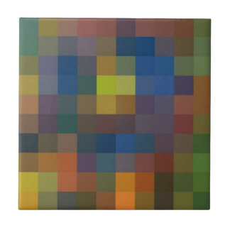 Blue Brown Squares Ceramic Tile