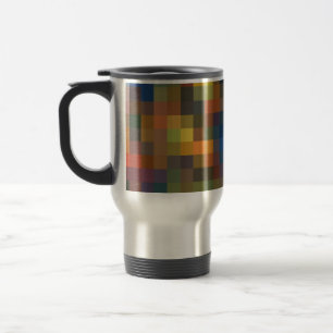 Blue Brown Squares Travel Mug