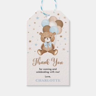 Blue Brown Teddy Bear Baby Shower Thank You Gift Tags