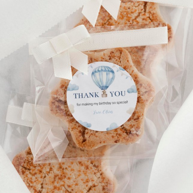 Blue Brown Teddy Bear Birthday Sticker Label Party (Creator Uploaded)