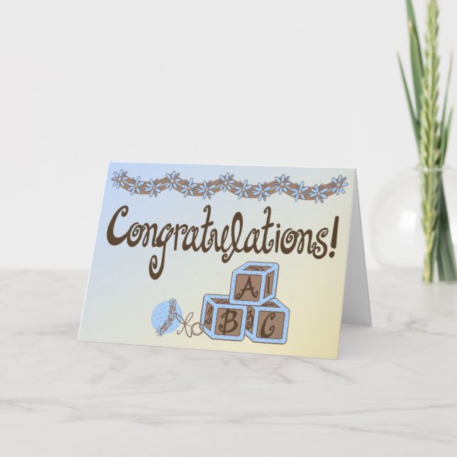 Blue & Brown Toys Baby Boy Congratulations Card (Front)
