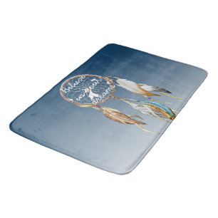 Blue Brown Turquoise Dream Catcher Bath Mat