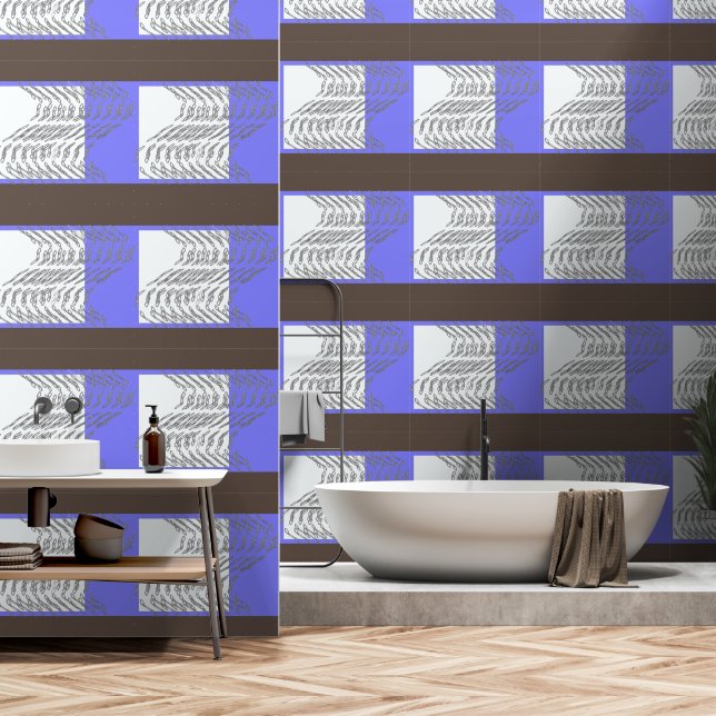 Blue + Brown  Wave Links Wallpaper (Bathroom)