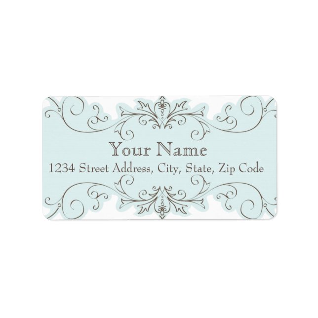 Blue Brown Wedding RSVP Envelope Address Label (Front)