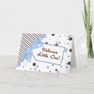 Blue & Brown Welcome Little One Baby Congrats Card