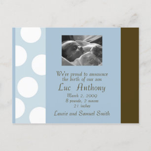 Blue Brown White Dots Postcard (Customisable)