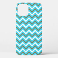 Blue Brown White Zig Zag Lines Geometric Sea Wave