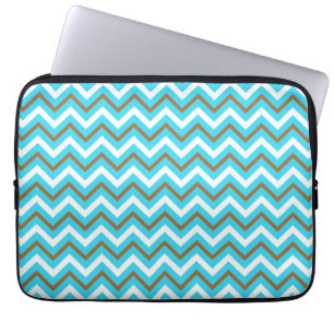 Blue Brown White Zig Zag Lines Geometric Sea Waves Laptop Sleeve