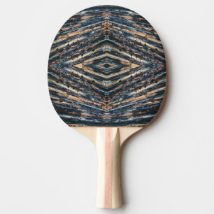 Blue & Brown Wood Beams Photo Perspective Pattern Ping Pong Paddle