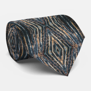 Blue & Brown Wood Beams Photo Perspective Pattern  Tie