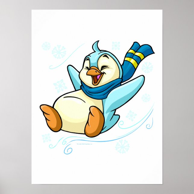 Blue Bruce sliding across ice Poster (Front)