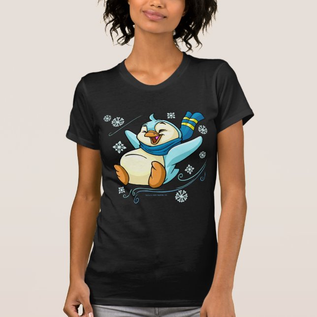 Blue Bruce sliding across ice T-Shirt (Front)