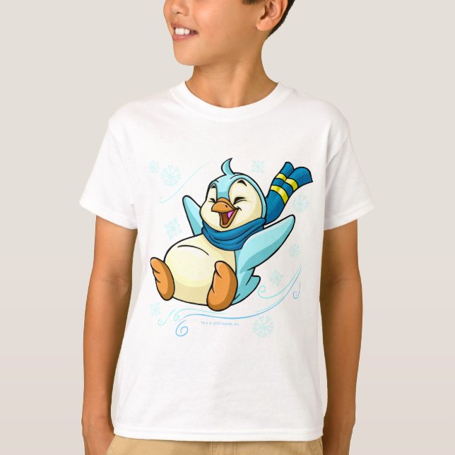 Blue Bruce sliding across ice T-Shirt (Front)