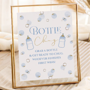 Blue Brunch Bubbly and Baby Shower Bottle Chug Poster