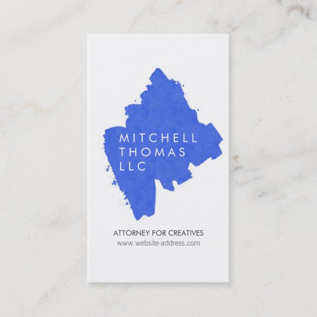 Blue Brush Strokes Professional Business Card (Front)