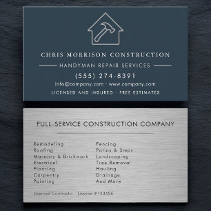 Blue Brushed Steel Industrial Handyman Business Card