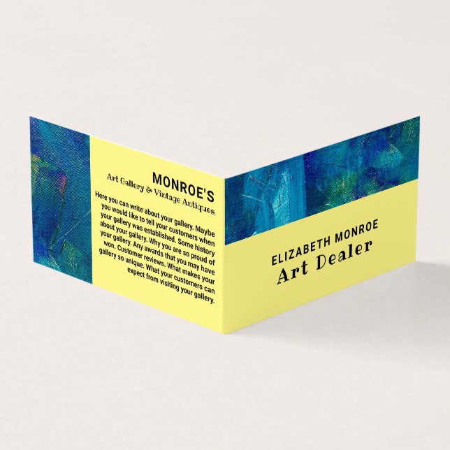 Blue Brushstrokes, Art Dealer, Detailed Business Card (Outside)