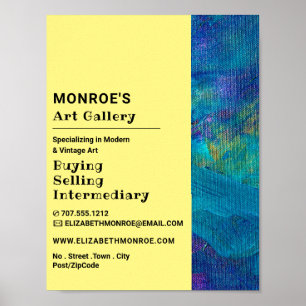 Blue Brushstrokes, Art Dealer, Gallery Advertising Poster