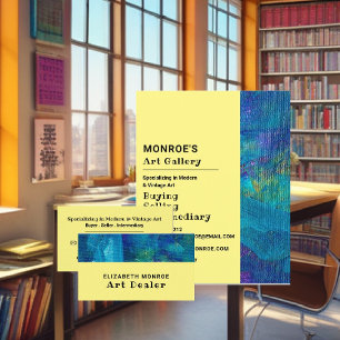 Blue Brushstrokes, Art Dealer, Gallery Flyer