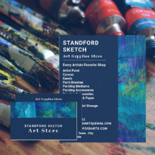 Blue Brushstrokes, Art Supplies Store Business Card