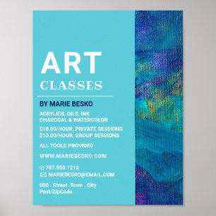 Blue Brushstrokes, Art Teacher, Art Classes Poster