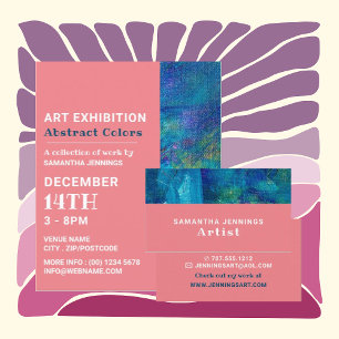 Blue Brushstrokes, Artist Exhibition Advertising Flyer