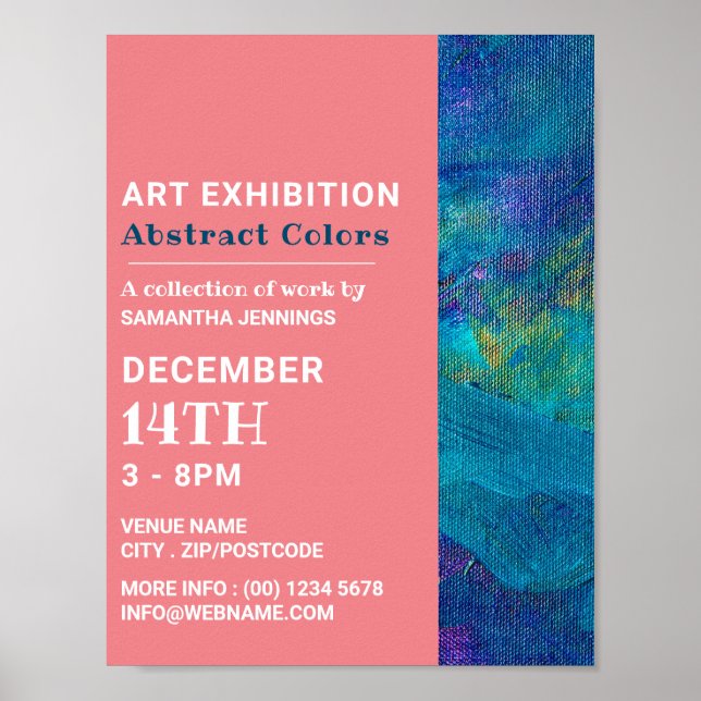 Blue Brushstrokes, Artist Exhibition Advertising Poster (Front)