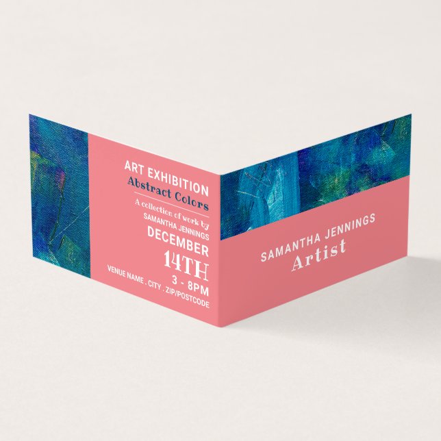 Blue Brushstrokes, Artist Exhibition, Detailed Business Card (Outside)