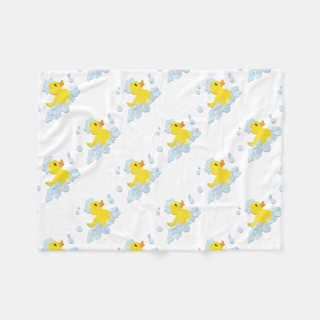 Blue Bubble Baby Shower Fleece Blanket (Front (Horizontal))