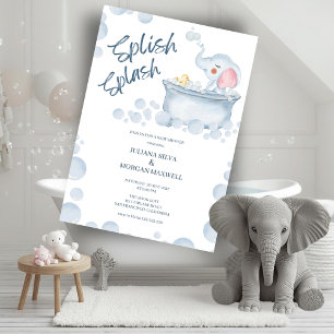 Blue Bubble Bath Animal Baby Shower Invitation