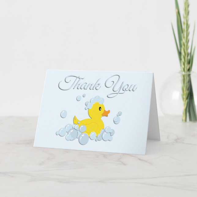 Blue Bubble Bath Baby Thank You Blank Inside Card (Front)