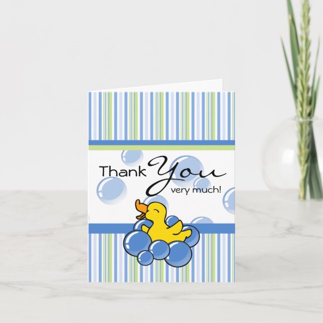 Blue Bubble Ducky Thank You Notes (Front)