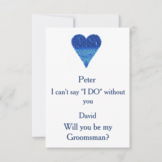 Blue Bubble Heart Will You Be My Groomsman? Invitation (Front)