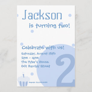 Blue Bubble Invitation, 2nd Birthday Invitation