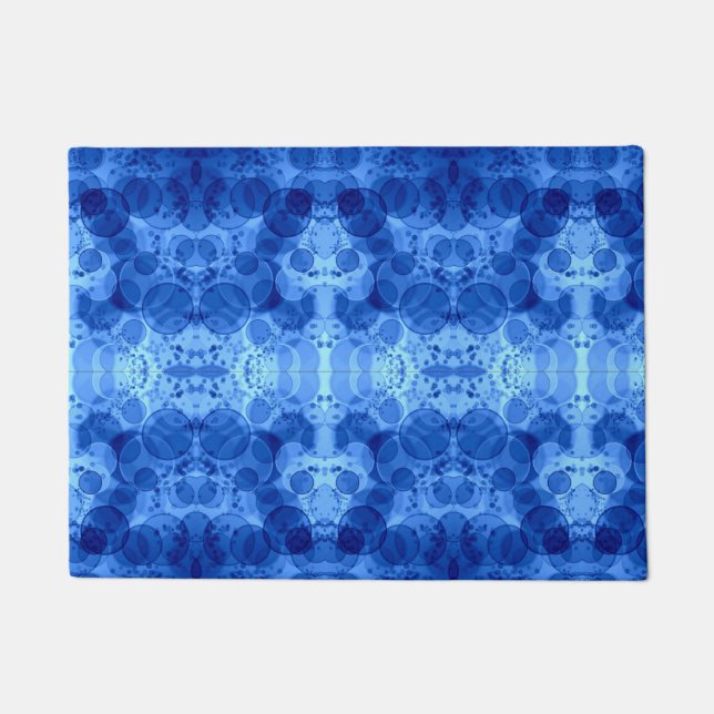 Blue Bubble Pattern Blanket Doormat (Front)