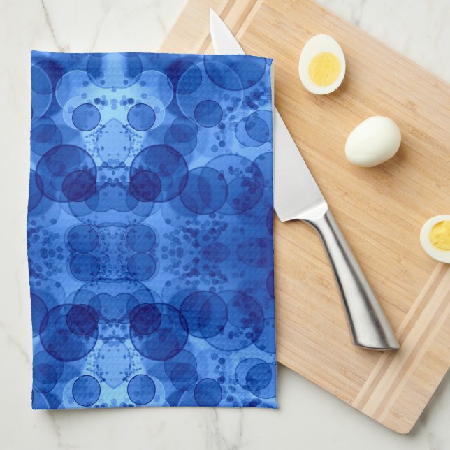 Blue Bubble Pattern Blanket Tea Towel (Quarter Fold)