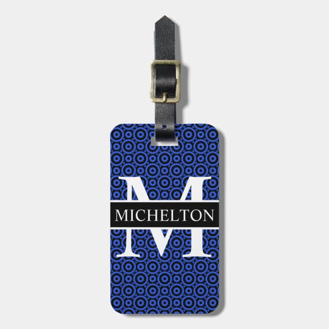 Blue Bubble Personalised Luggage Tag (Front Vertical)