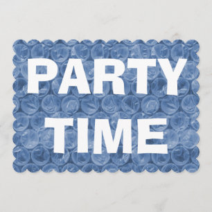 Blue bubble wrap birthday party invitation