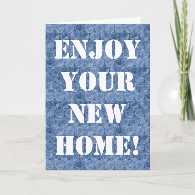 Blue bubble wrap housewarming invitation (Front)