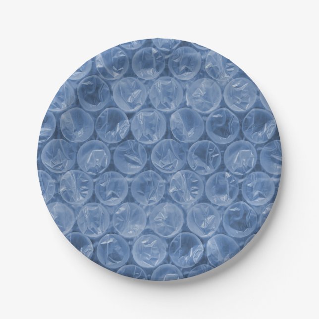 Blue bubble wrap paper plate (Front)