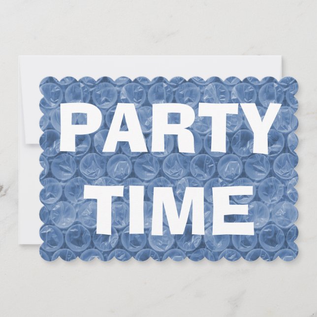 Blue bubble wrap pattern housewarming invitation (Front)