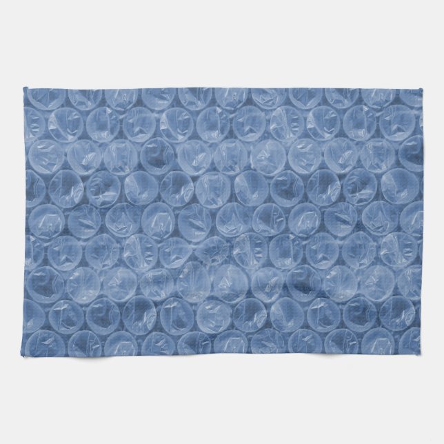 Blue bubble wrap tea towel (Horizontal)