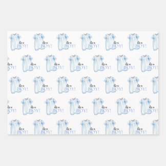 Blue Bubble Wrapping Paper Flat Sheet Set of 3