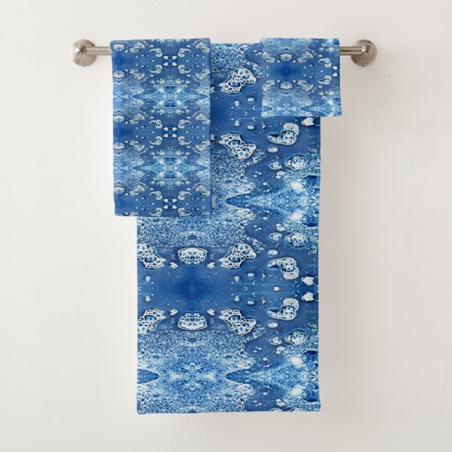 Blue Bubbles Abstract Pattern Bath Towels (Insitu)