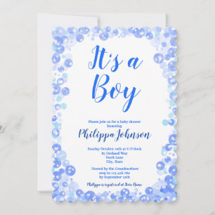 Blue Bubbles Baby Shower  Invitation