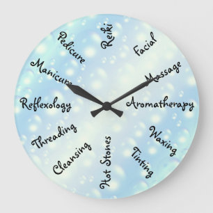 Blue Bubbles Beauty Therapy design Large Clock